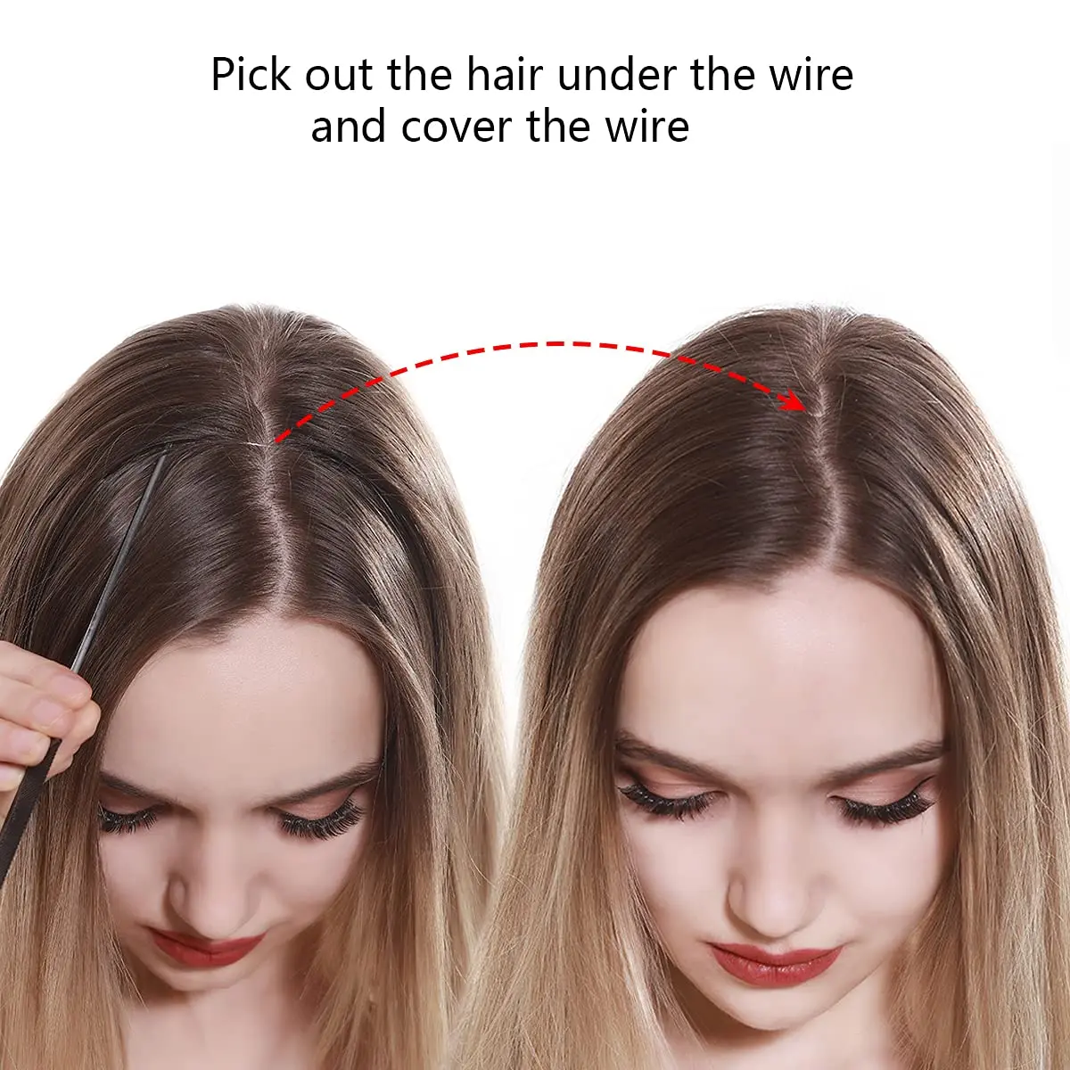 SARLA Hair Extensions Invisible Wire Dirty Blonde Highlight Wavy Curly Synthetic Hairpieces 18 Inch | Natural Look - view 7