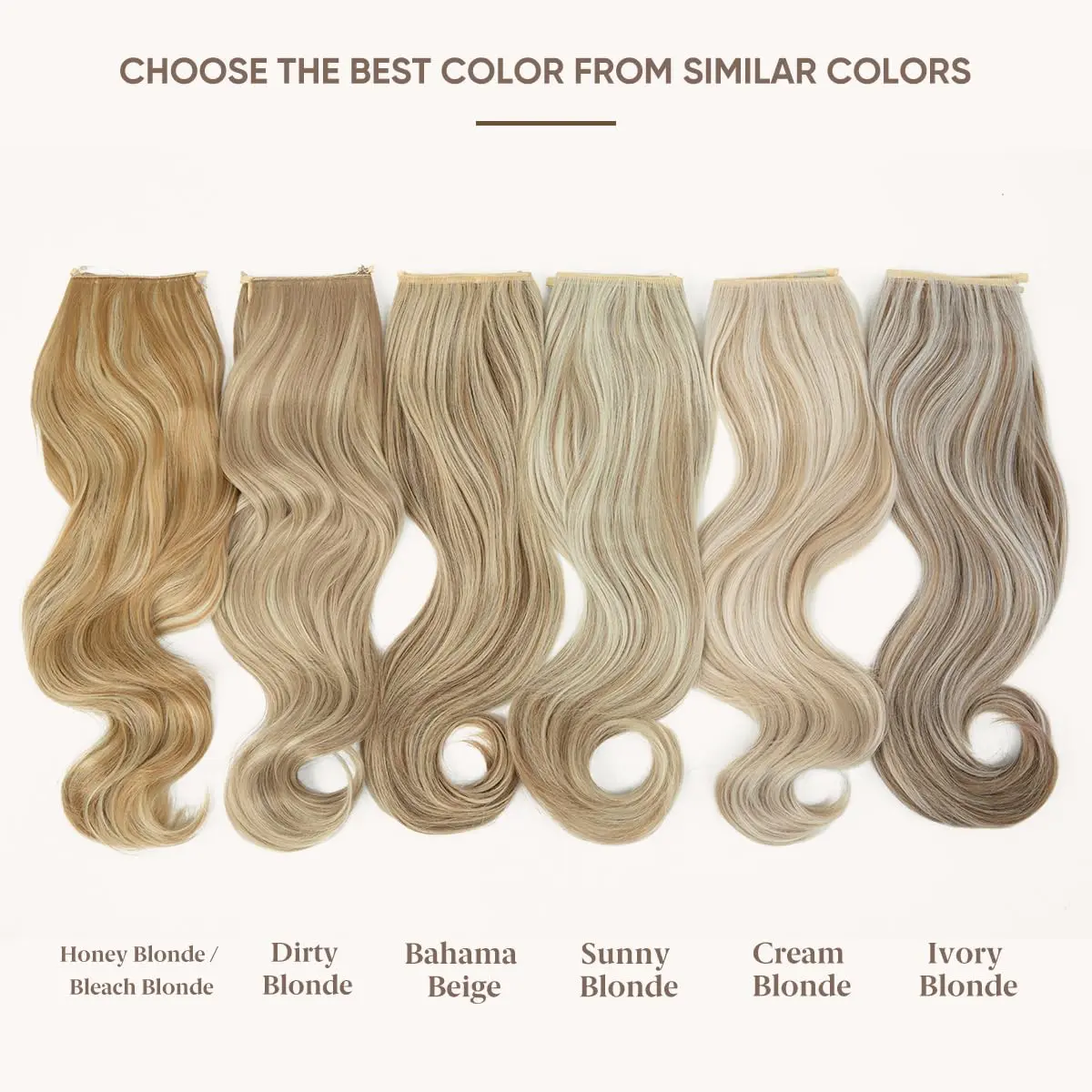 SARLA Hair Extensions Invisible Wire Dirty Blonde Highlight Wavy Curly Synthetic Hairpieces 18 Inch | Natural Look - view 2