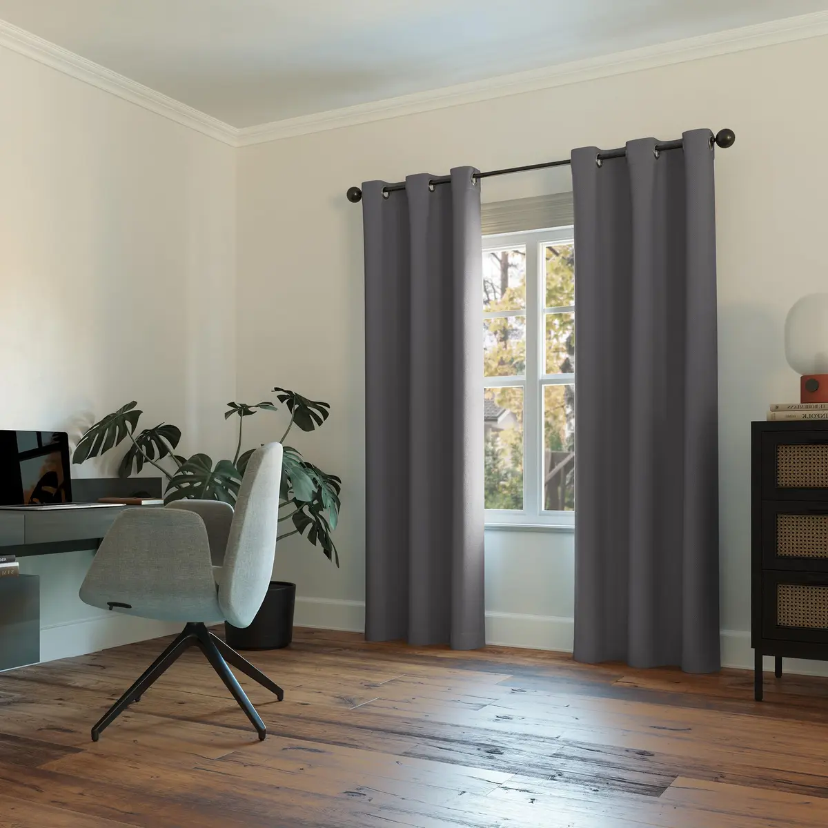 Sun Zero Easton Energy Saving Blackout Grommet Curtain Panel, 40" x 95", Charcoal | Blocks Light & Noise, Keeps Home Cooler - view 4