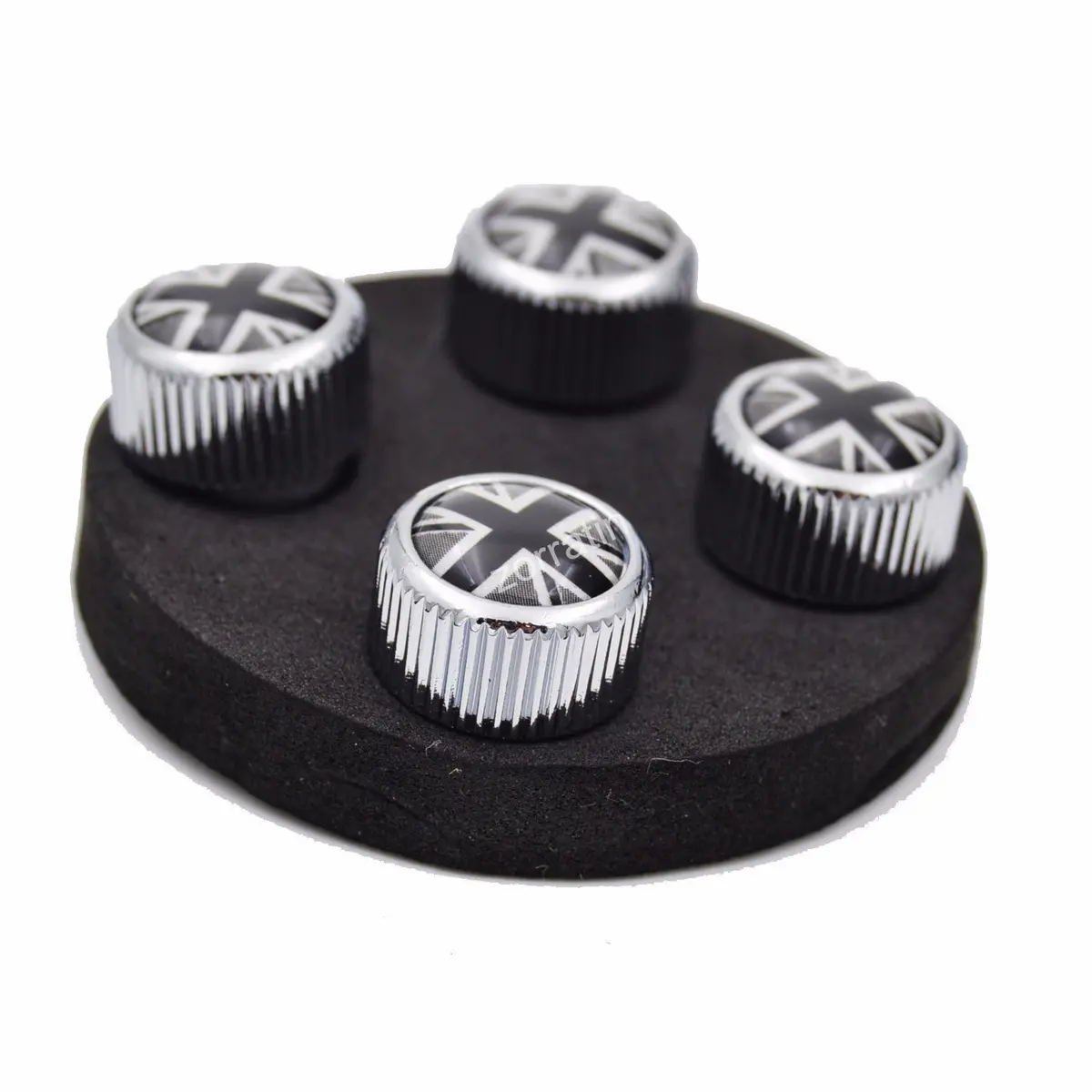Zorratin 4X Chrome Black Union Jack Tire Valve Stem Cap Cover for BMW Mini Cooper | Chrome Finish, Universal Fit - view 2