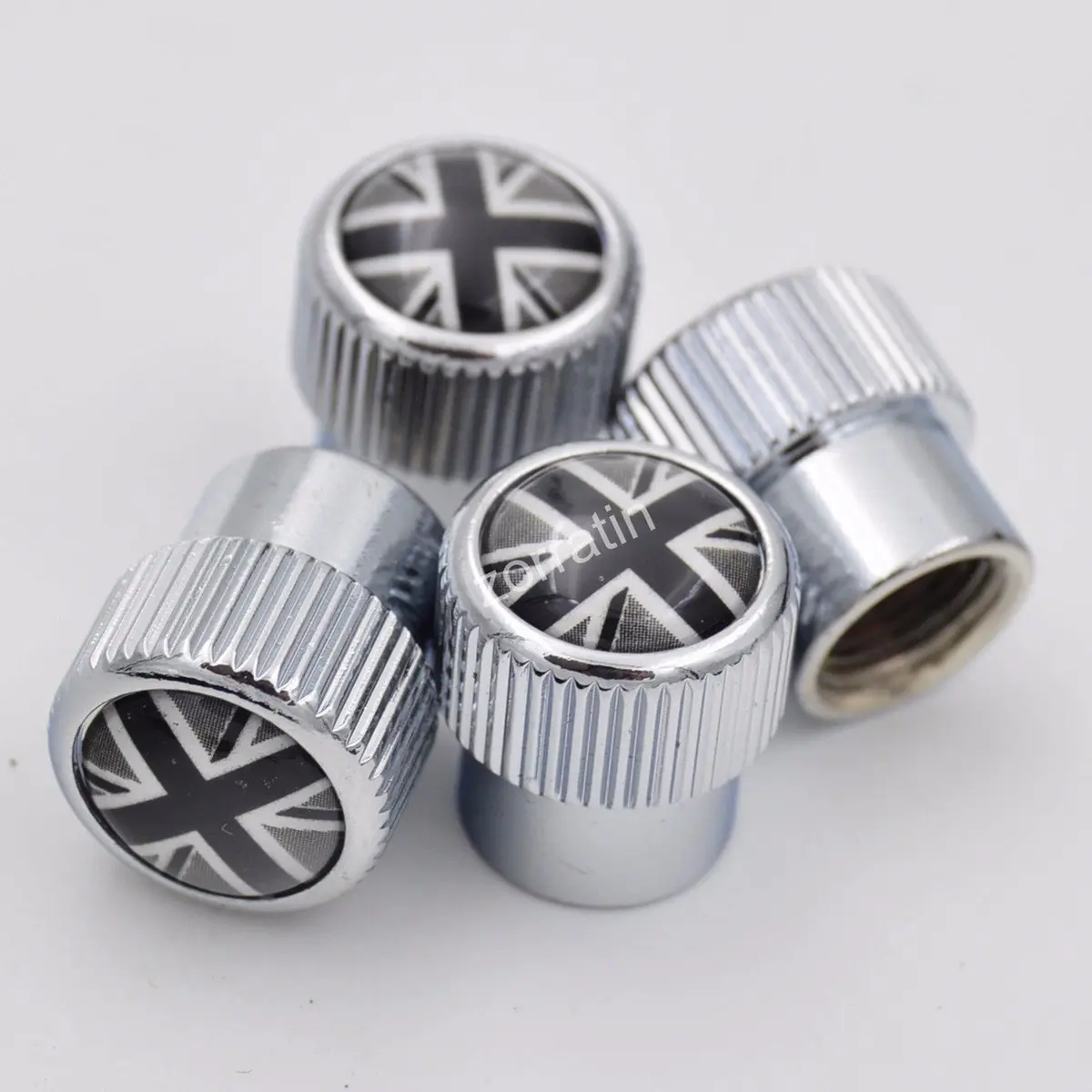 Zorratin 4X Chrome Black Union Jack Tire Valve Stem Cap Cover for BMW Mini Cooper | Chrome Finish, Universal Fit - view 3