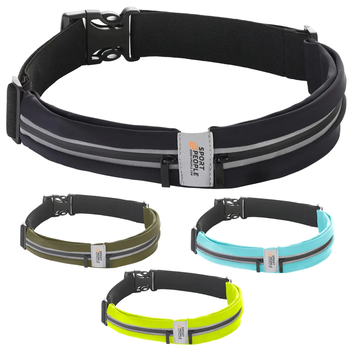 sport2people Running Belt Waterproof Phone Holder Reflective Waist Pack | Fits Most Phones, Adjustable 26-49" - main product image