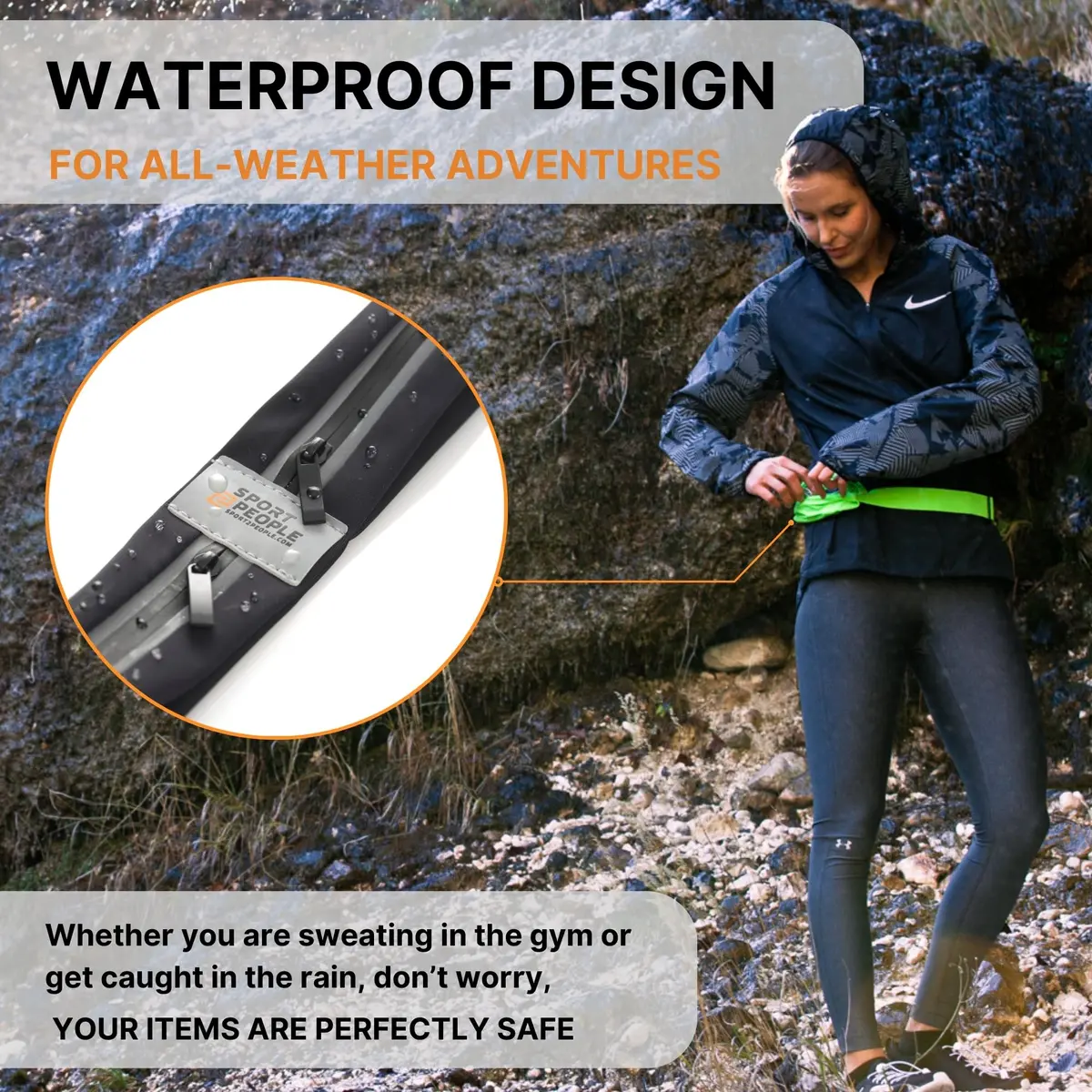 sport2people Running Belt Waterproof Phone Holder Reflective Waist Pack | Fits Most Phones, Adjustable 26-49" - view 7