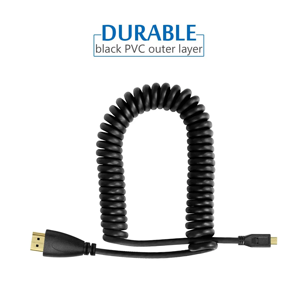 UCEC Coiled Micro HDMI to HDMI Cable 3.2FT | 4K HDR Support, Flexible & Portable - view 4