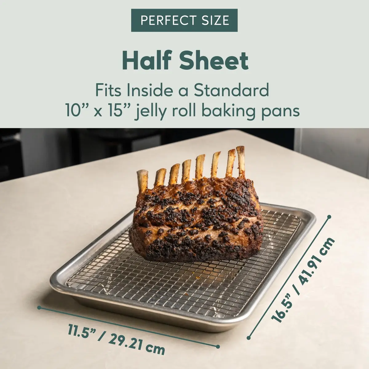 Ultra Cuisine Stainless Steel Baking Rack - 10 x14.75 inch Jelly Roll Wire | Heavy Duty Oven & Cooling Rack - view 3