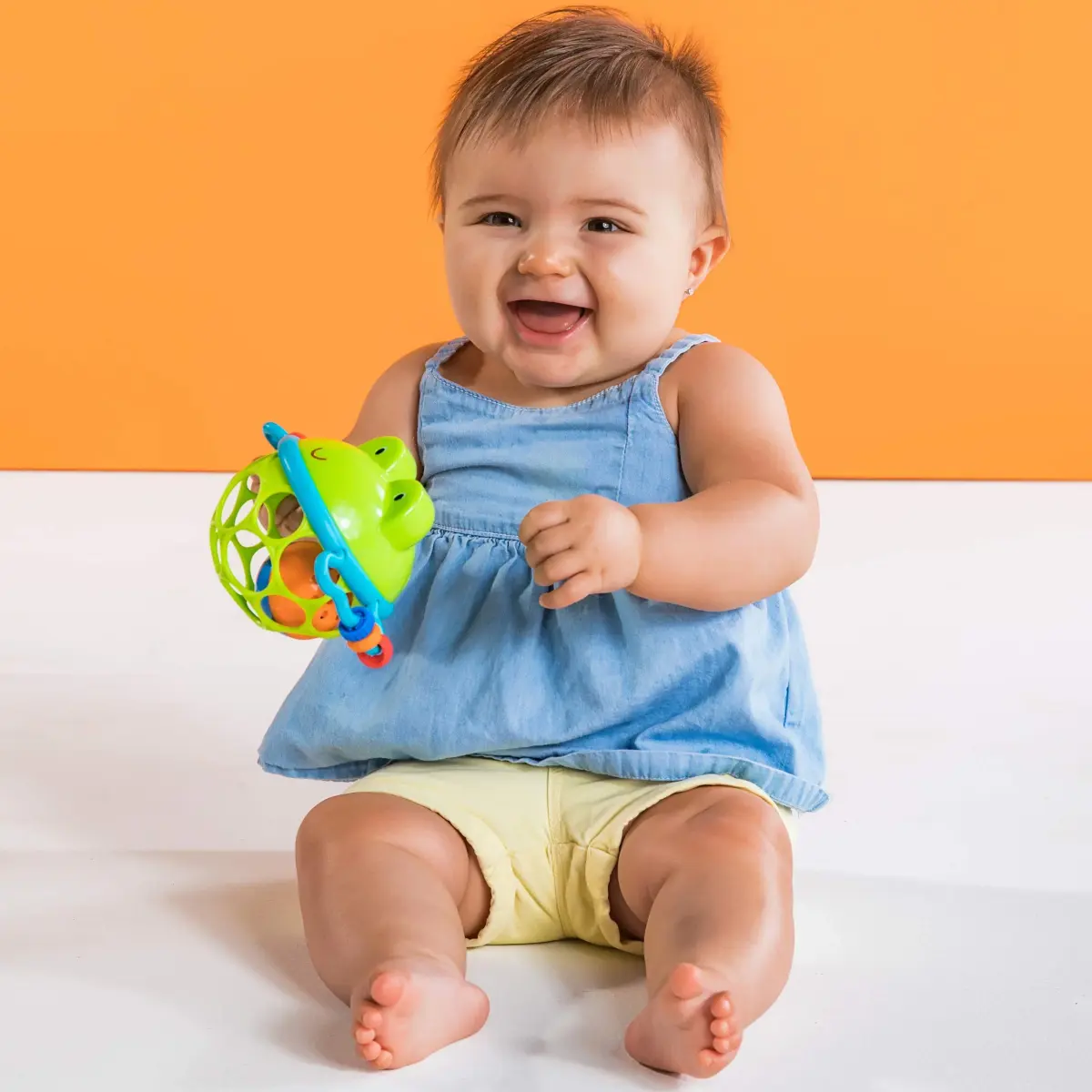 Bright Starts Oball Jingle & Shake Pal Musical Toy | BPA-Free Easy-Grasp Baby Rattle Toy (Green Frog) - view 5