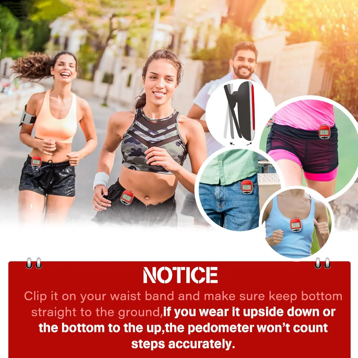 PINGKO Multi-Function Pedometer Step Counter | 5.7 cm (2.24 in) Red - view 5