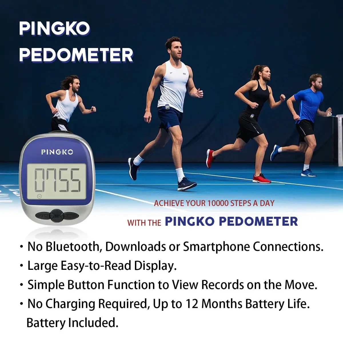 PINGKO Portable LCD Pedometer Step Counter with Calories & Distance Tracking - Blue | Accurate Tri-Axis Sensor - view 8
