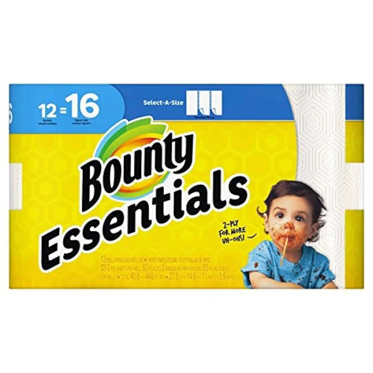 Bounty Paper Towels 2-Ply White 12 Rolls | Absorbent Paper Towels for Households - main product image