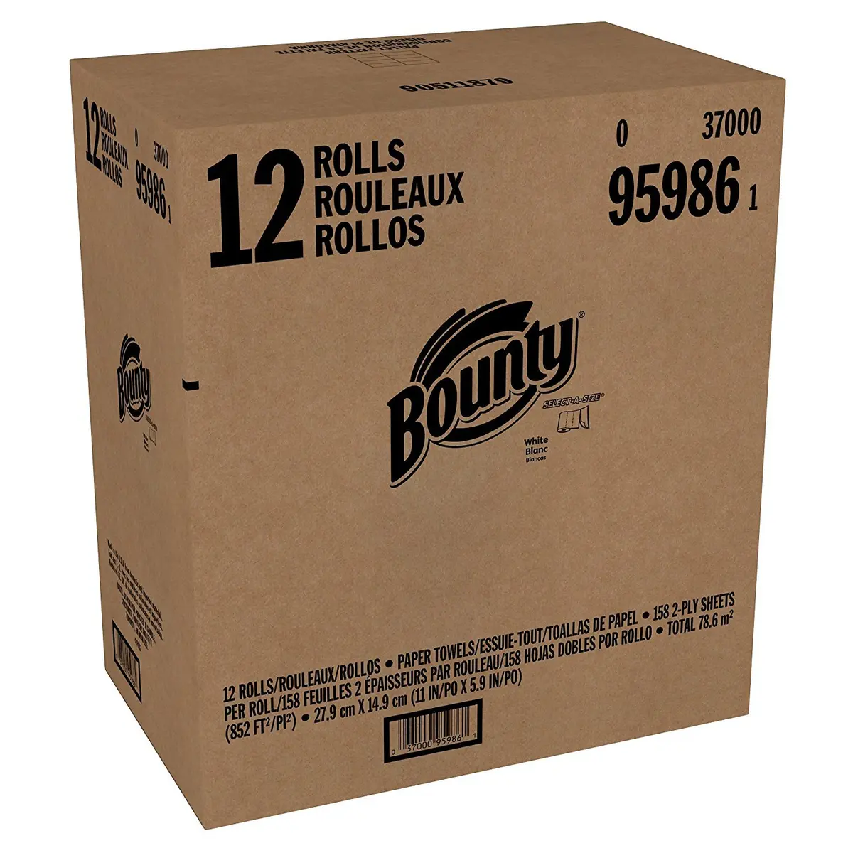 Bounty Paper Towels 2-Ply White 12 Rolls | Absorbent Paper Towels for Households - view 7
