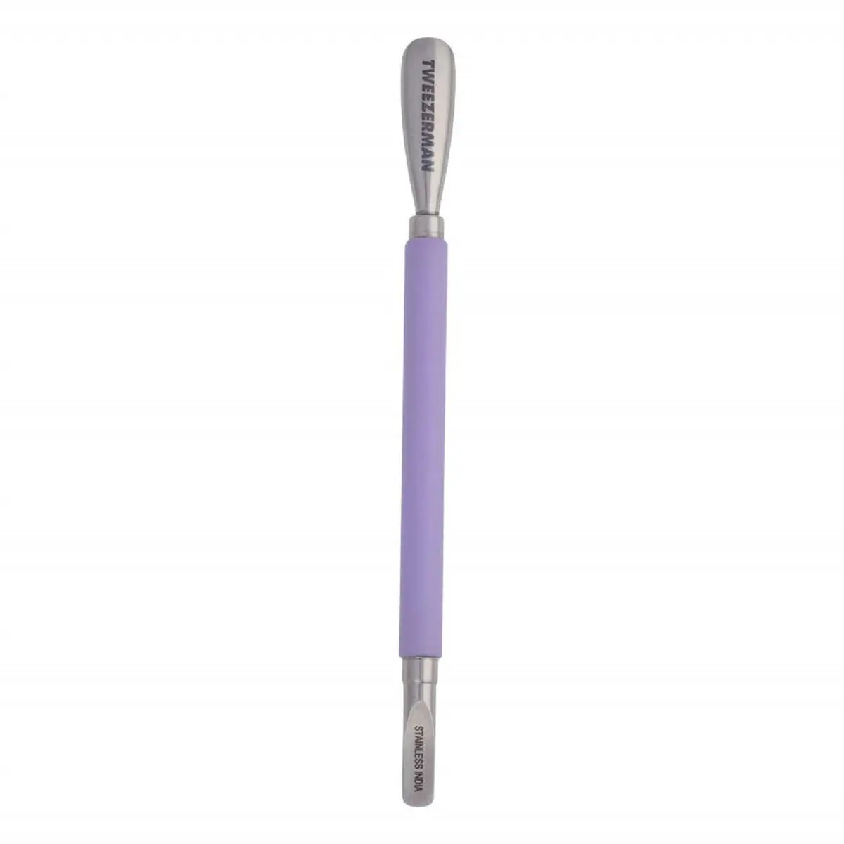 Tweezerman Dual-Sided Pushy Purple | Gentle Stainless Steel Cuticle Pusher (1 Count) - main product image