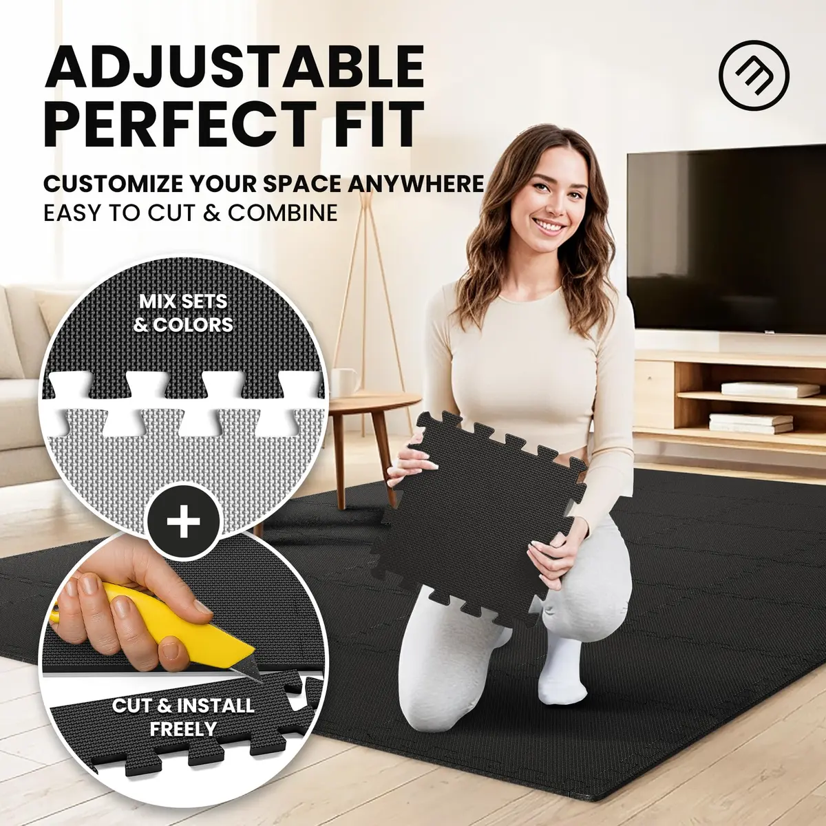 BeMaxx Interlocking EVA Foam Floor Tiles Workout Mat Set 1.27 cm (0.5 inch) Thick | 18 sq ft Protective Flooring for Home Gyms - view 4