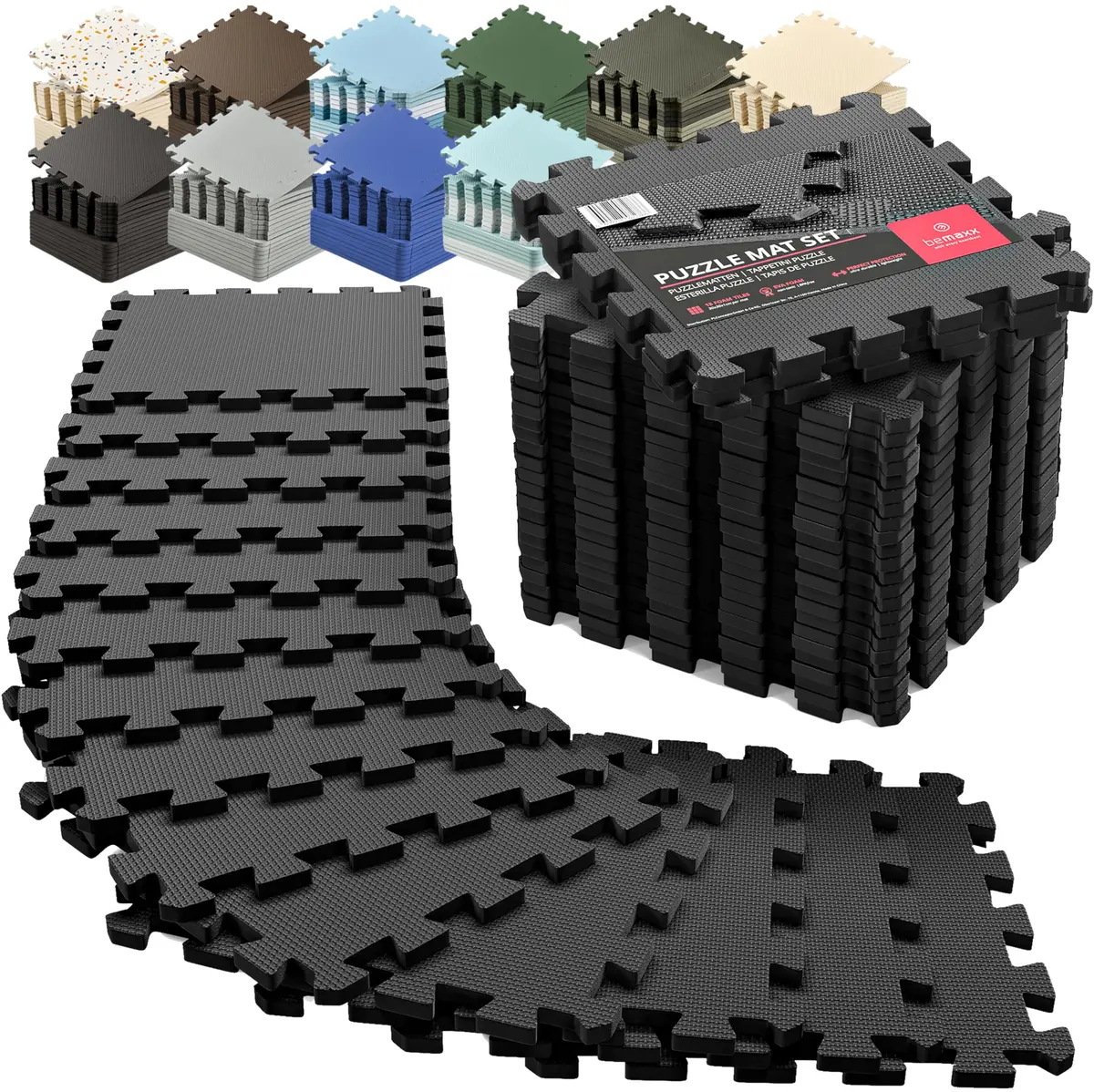 BeMaxx Interlocking EVA Foam Floor Tiles Workout Mat Set 1.27 cm (0.5 inch) Thick | 18 sq ft Protective Flooring for Home Gyms - main product image