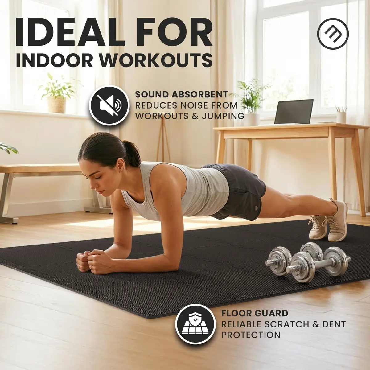 BeMaxx Interlocking EVA Foam Floor Tiles Workout Mat Set 1.27 cm (0.5 inch) Thick | 18 sq ft Protective Flooring for Home Gyms - view 9