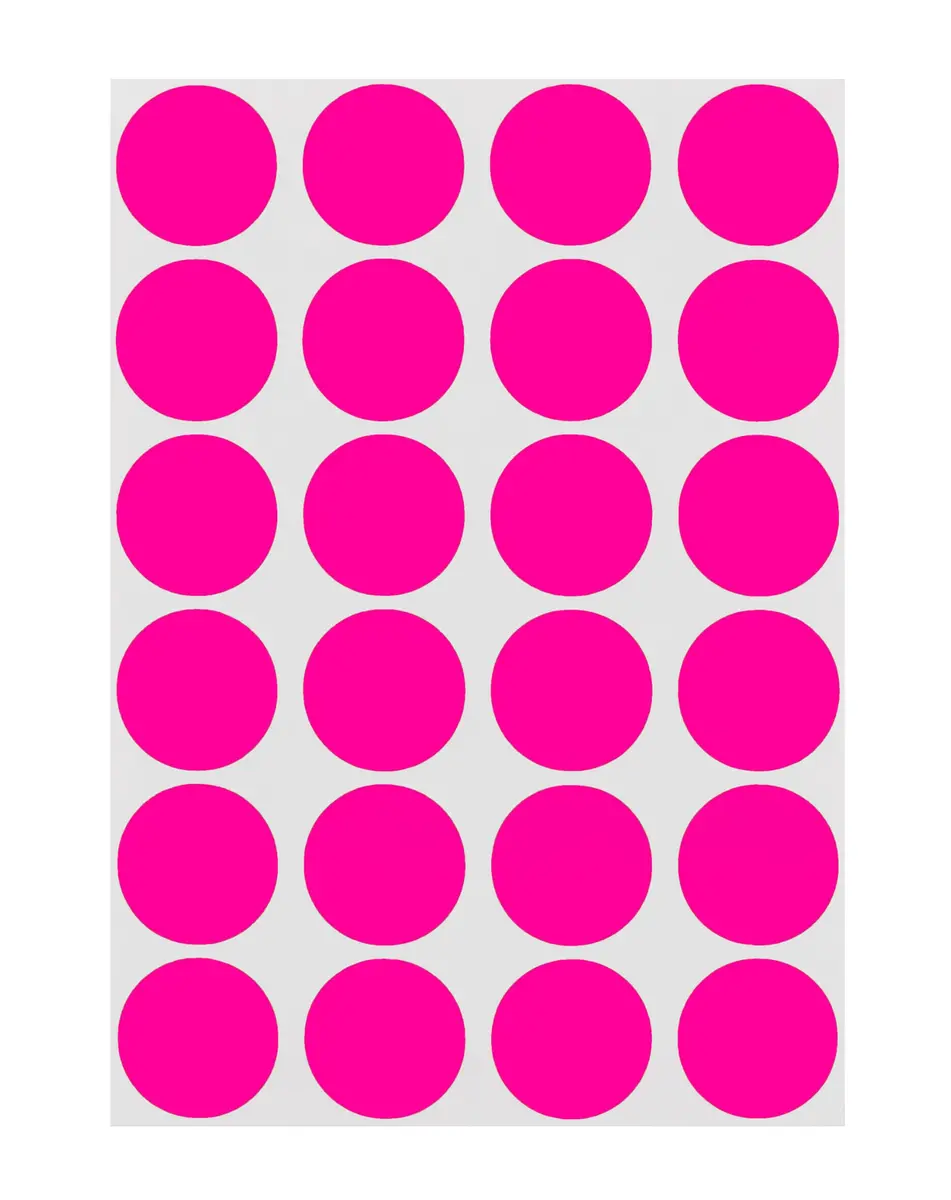 ChromaLabel 3/4 Inch Dot Stickers, Fluorescent Pink | Vibrant Color Coding Labels for Office & School - main product image
