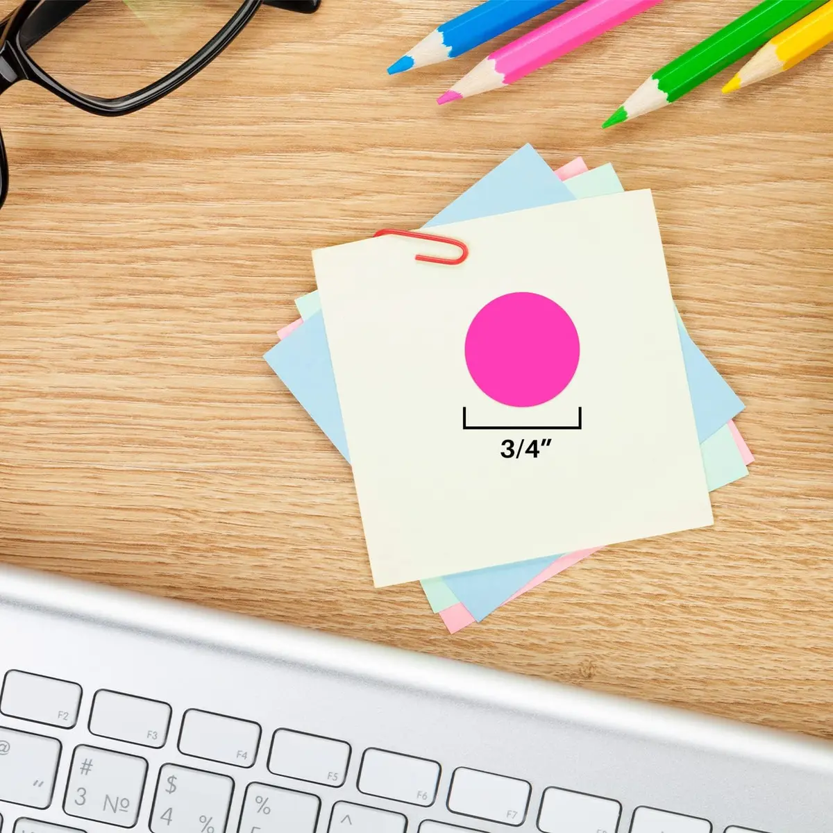 ChromaLabel 3/4 Inch Dot Stickers, Fluorescent Pink | Vibrant Color Coding Labels for Office & School - view 3