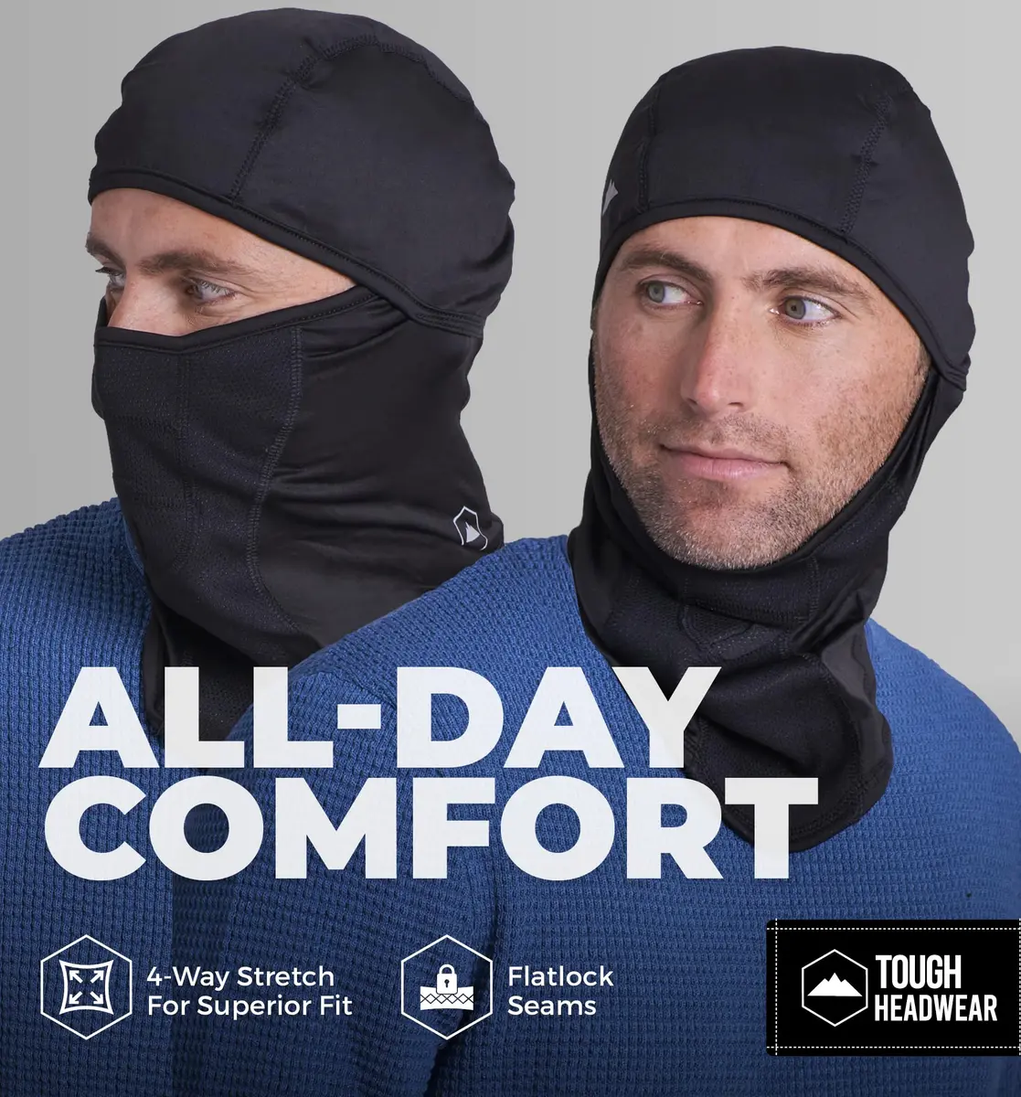 Tough Headwear Balaclava Ski Mask - Winter Face Cover for Men & Women - Cold Weather Snow Gear for Skiing, Snowboarding, Running & Motorcycle - view 6