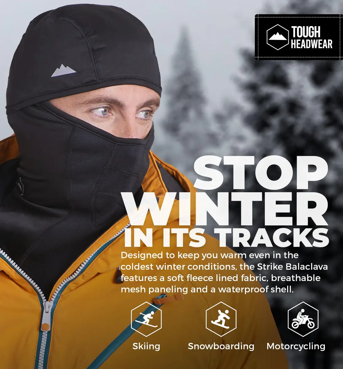 Tough Headwear Balaclava Ski Mask - Winter Face Cover for Men & Women - Cold Weather Snow Gear for Skiing, Snowboarding, Running & Motorcycle - view 2