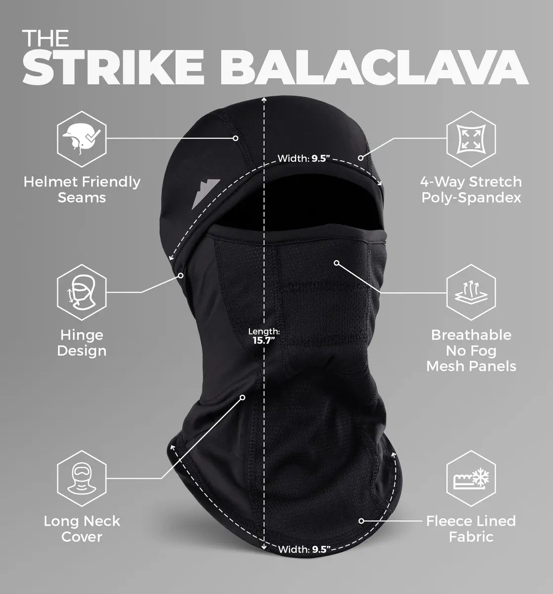 Tough Headwear Balaclava Ski Mask - Winter Face Cover for Men & Women - Cold Weather Snow Gear for Skiing, Snowboarding, Running & Motorcycle - view 3