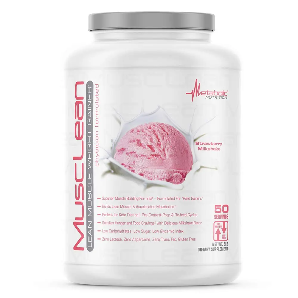 Metabolic Nutrition MuscLean Strawberry Milkshake High Protein Meal Replacement 2267g (5lb) | Physician Formulated Keto Protein - main product image
