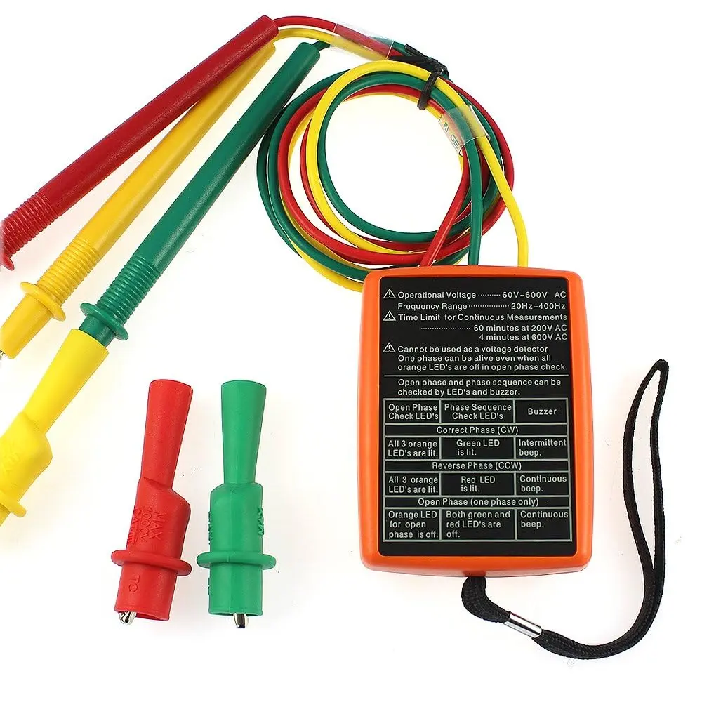 BESTDO 3 Phase Sequence Rotation Tester LED Indicator Detector Meter | Accurate AC Voltage & Rotation Check - view 2