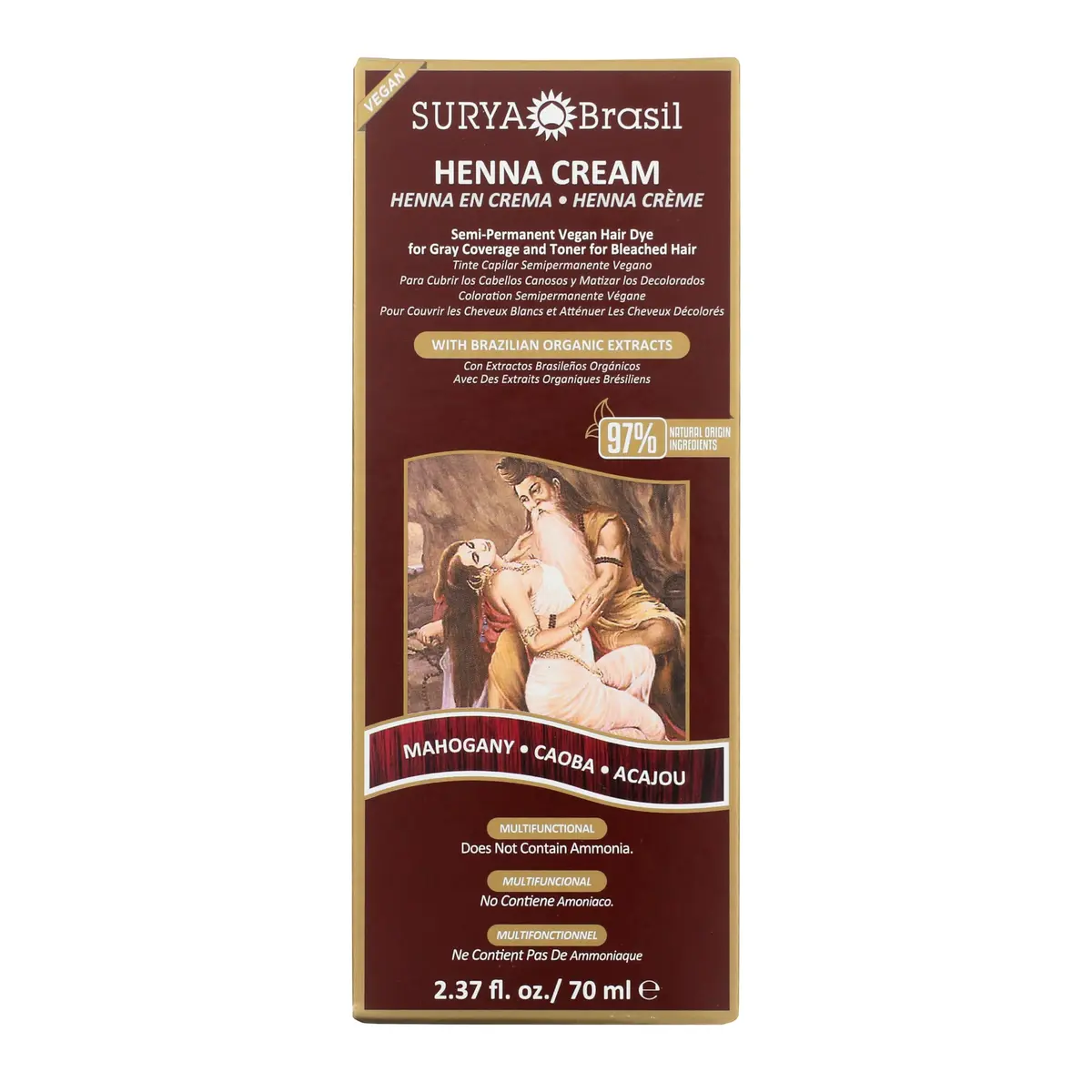 Surya Brasil Henna Cream Mahogany 2.37 Fl Oz | Natural Hair Color for All - main product image