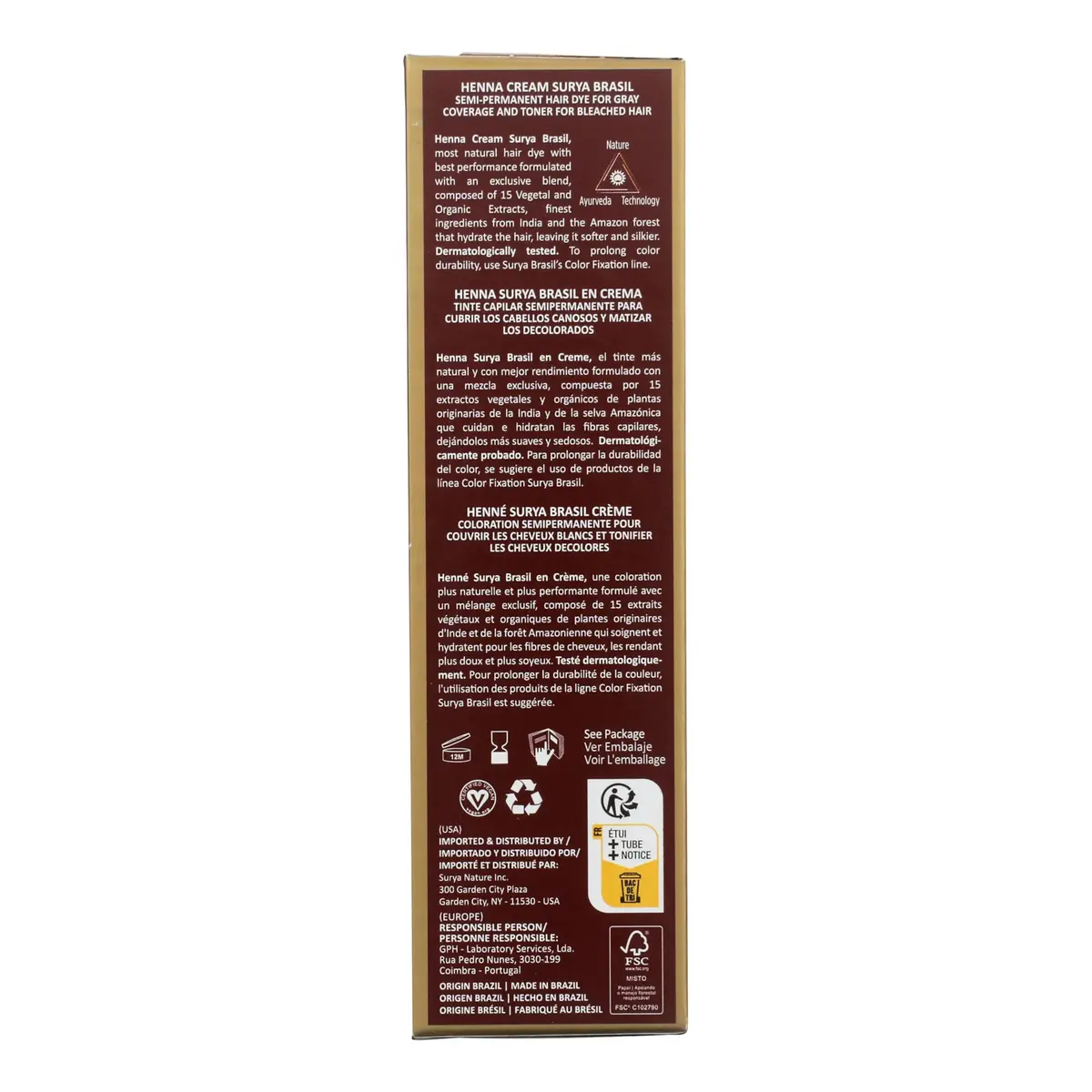 Surya Brasil Henna Cream Mahogany 2.37 Fl Oz | Natural Hair Color for All - view 3