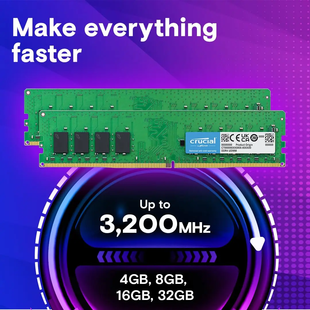 Crucial 8GB Kit (4GBx2) DDR4 2400 MT/s DIMM 288-pin | Faster PC Performance - view 2