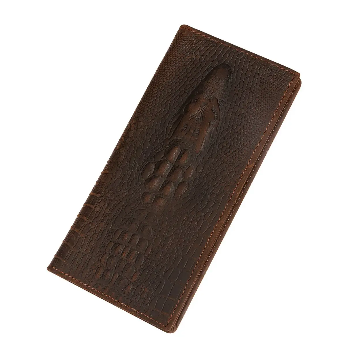 Kattee Men's Vintage Genuine Leather Long Wallet for Checkbook Credit Cards | 11 Card Slots, ID Window, Zipper Pocket - main product image