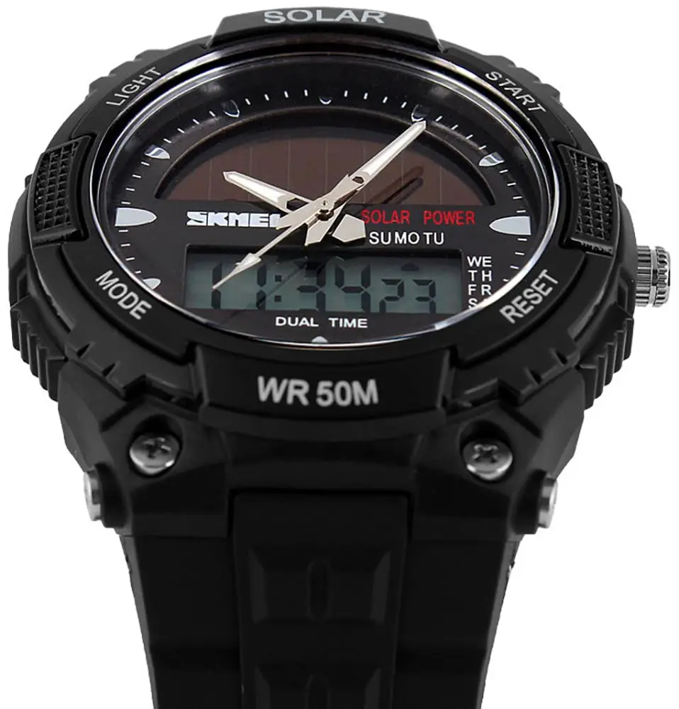 MASTOP Solar Energy Watch Black 50mm (1.97in) | Dual Time Zone, 50M Waterproof, LED Luminous - view 7
