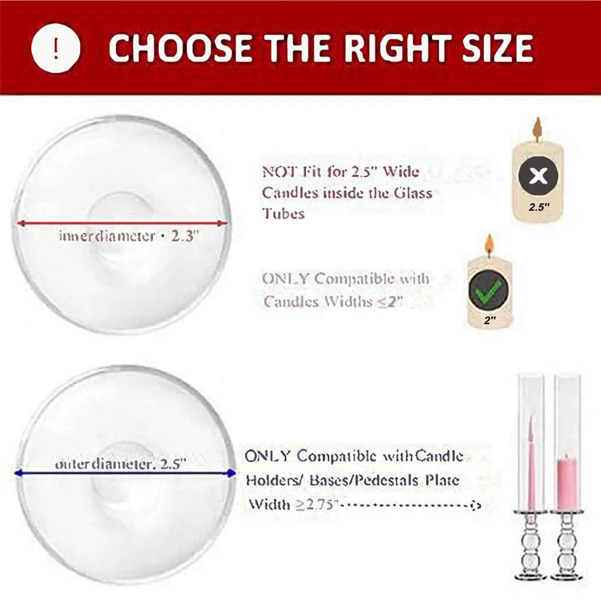 CYS EXCEL 6 PCS Glass Hurricane Tubes (H:14" D:2.5") - Fits Candles up to 2" Wide, Requires Holder Base 2.75" or Wider - view 5