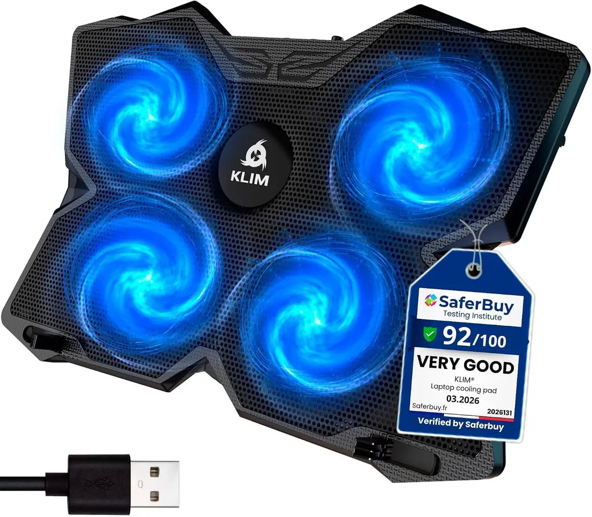 KLIM Wind Laptop Cooling Pad Blue with 4 Fans | 40.8cm (16 inch) Compatible, USB Powered, 1200 RPM - main product image