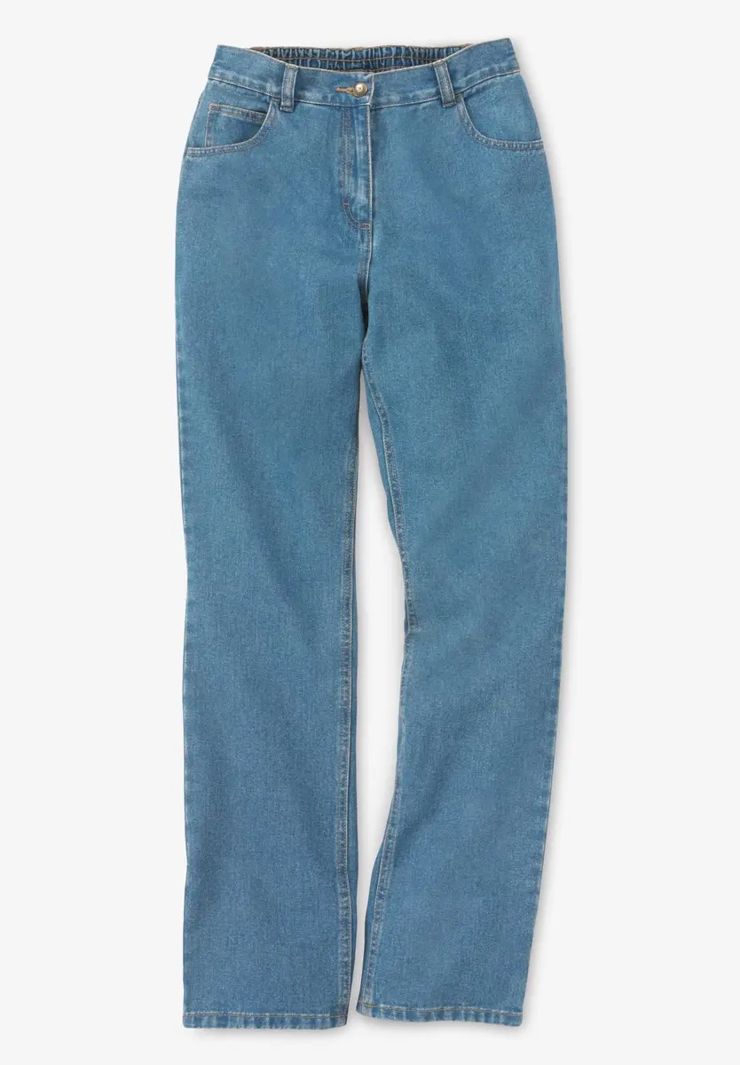 Woman Within Perfect Back-Elastic Gap-Free Straight-Leg Cotton Jeans Indigo | Classic Fit & Comfort - view 6