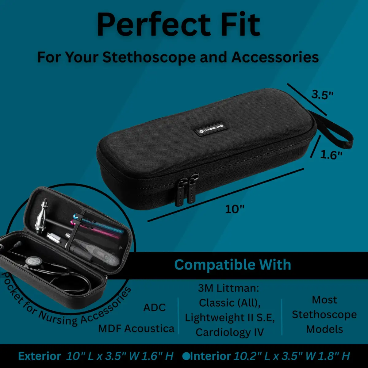 caseling Hard Stethoscope Case for Littmann Classic III & Cardiology IV | Protects Medical Tools from Drops & Dust - view 5