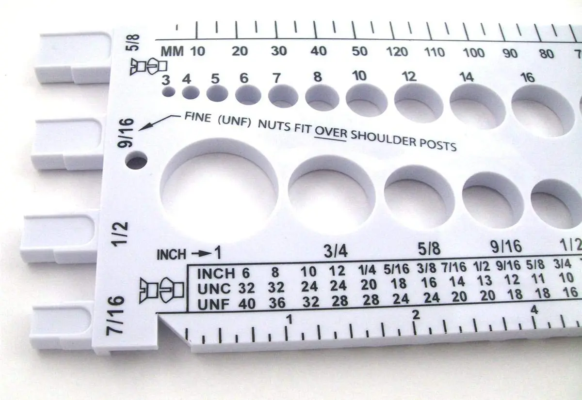 Stainless Town Nut Bolt Thread Gauge (White) | Durable Plastic Nut & Bolt Measurement Tool - view 2