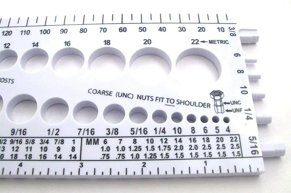 Stainless Town Nut Bolt Thread Gauge (White) | Durable Plastic Nut & Bolt Measurement Tool - view 3