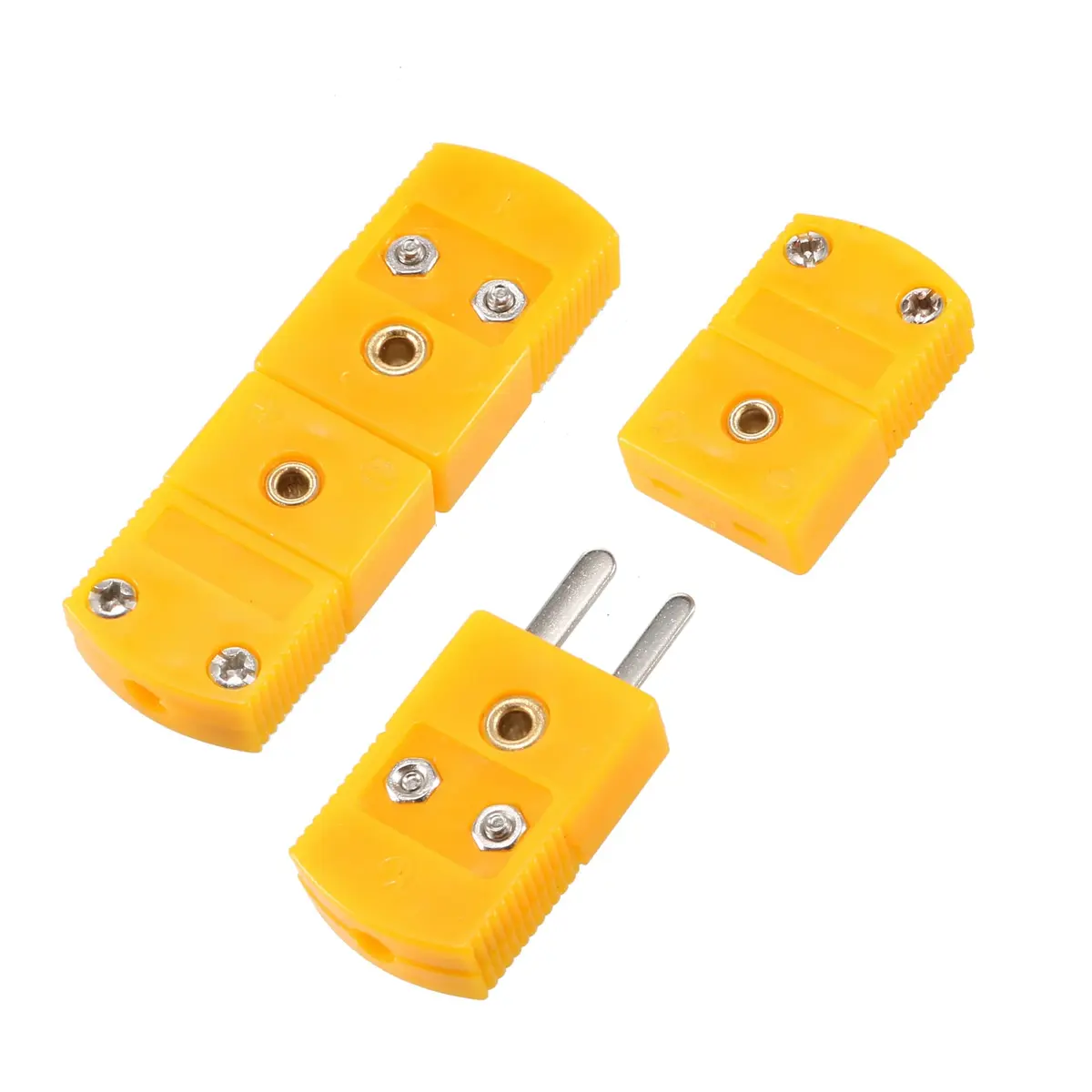 uxcell K Type Thermocouple Connector 52x17x8.5mm | Male to Female, 10 Set, Yellow - main product image
