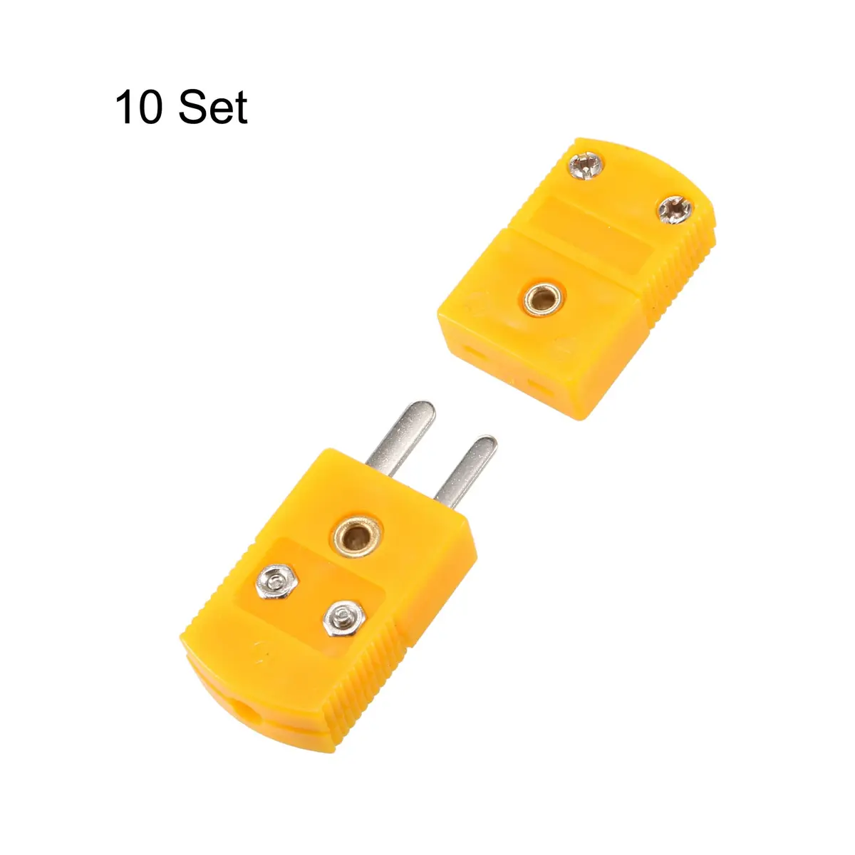 uxcell K Type Thermocouple Connector 52x17x8.5mm | Male to Female, 10 Set, Yellow - view 2