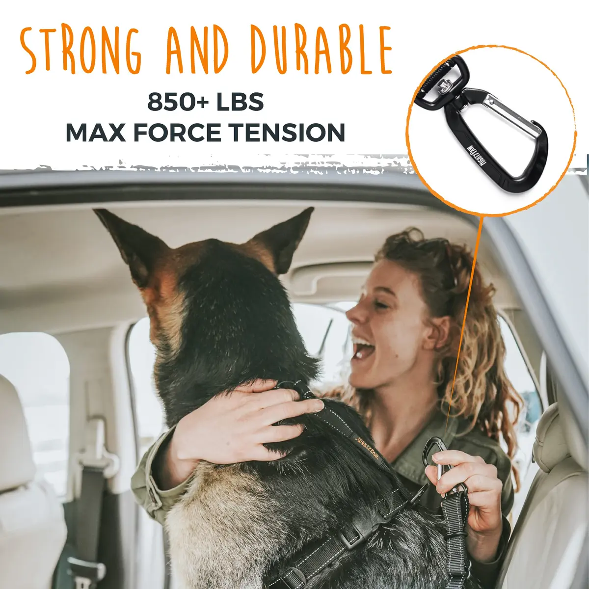 Mighty Paw Dog Seat Belt For Car - LATCH Compatible Adjustable Dog Seatbelt Harness for Small, Medium & Large Pets | Heavy-Duty Aviation Aluminum Carabiner - view 4
