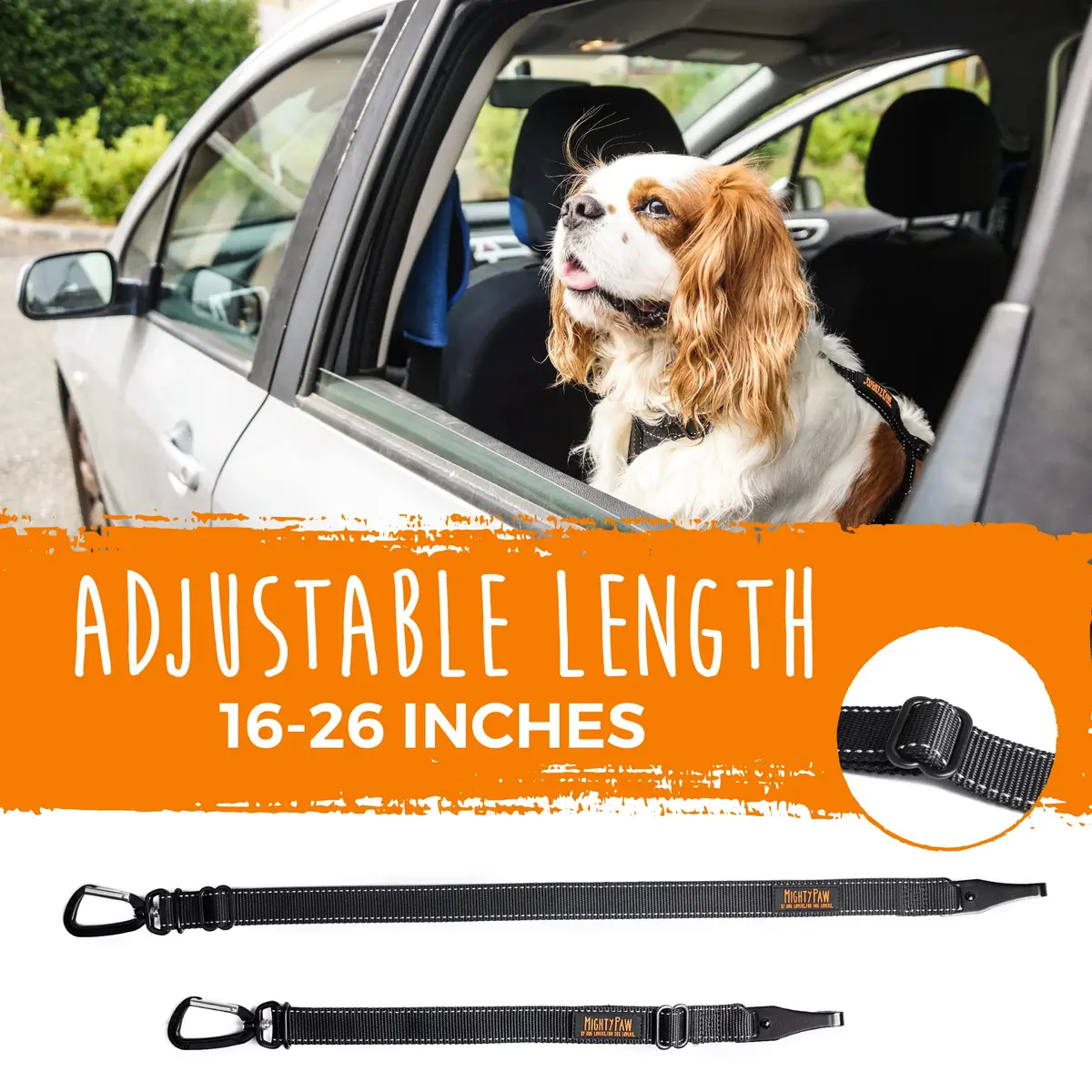 Mighty Paw Dog Seat Belt For Car - LATCH Compatible Adjustable Dog Seatbelt Harness for Small, Medium & Large Pets | Heavy-Duty Aviation Aluminum Carabiner - view 7