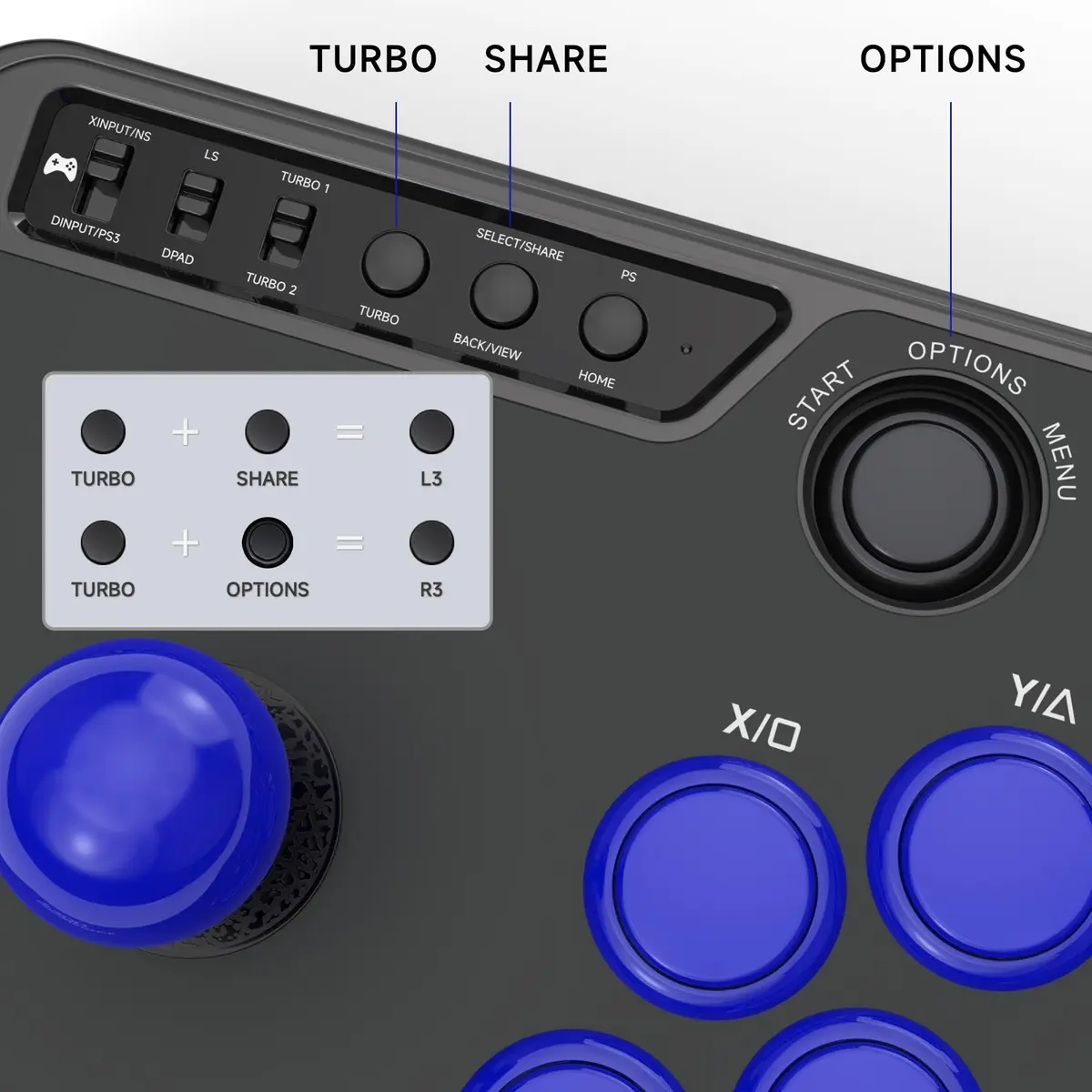MAYFLASH F300 Arcade Fight Stick Joystick | Multi-Platform PC Controller with Turbo Function - view 7