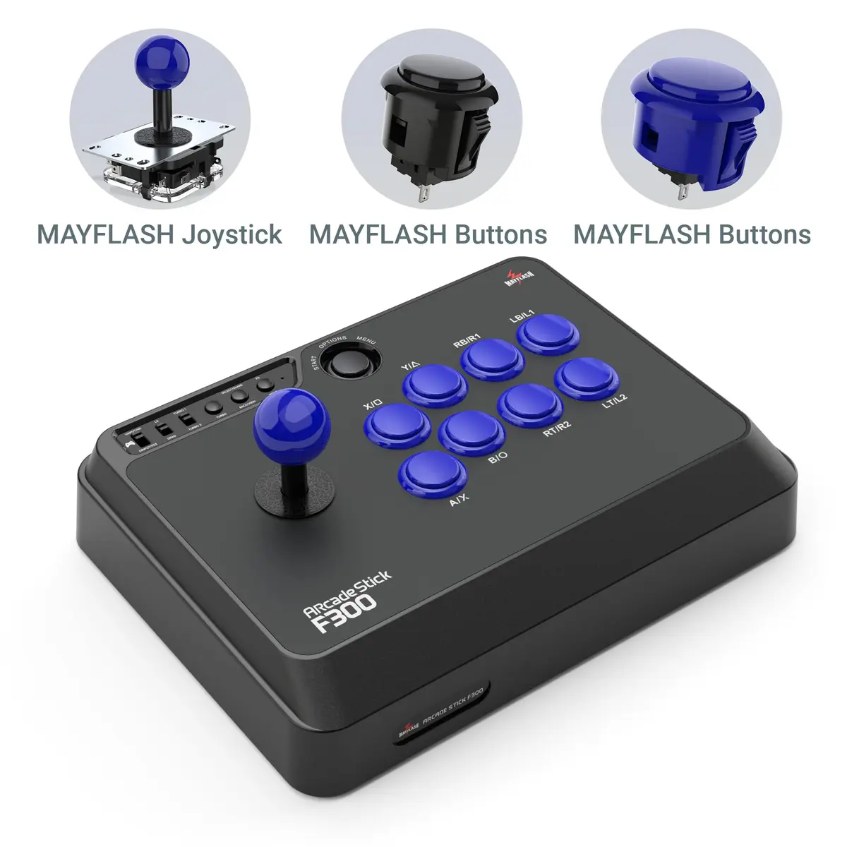 MAYFLASH F300 Arcade Fight Stick Joystick | Multi-Platform PC Controller with Turbo Function - view 3