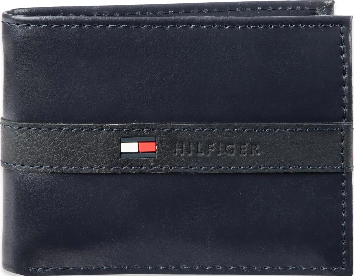 Tommy Hilfiger Men's Slim Bifold Leather Wallet with Removable ID Window, Navy Ned, 10.16 cm x 11.43 cm (4 in x 4.5 in) - main product image