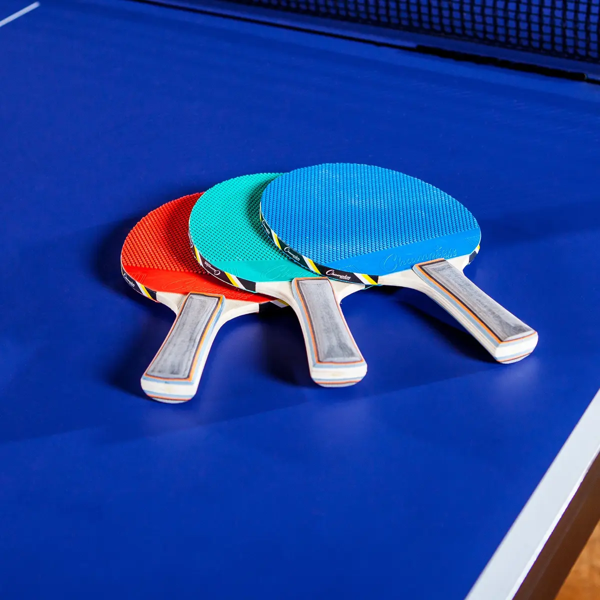 Champion Sports Table Tennis Paddle, Assorted Colors | 5 Ply Rubber Face, Straight Handle, Assorted Colors - view 7