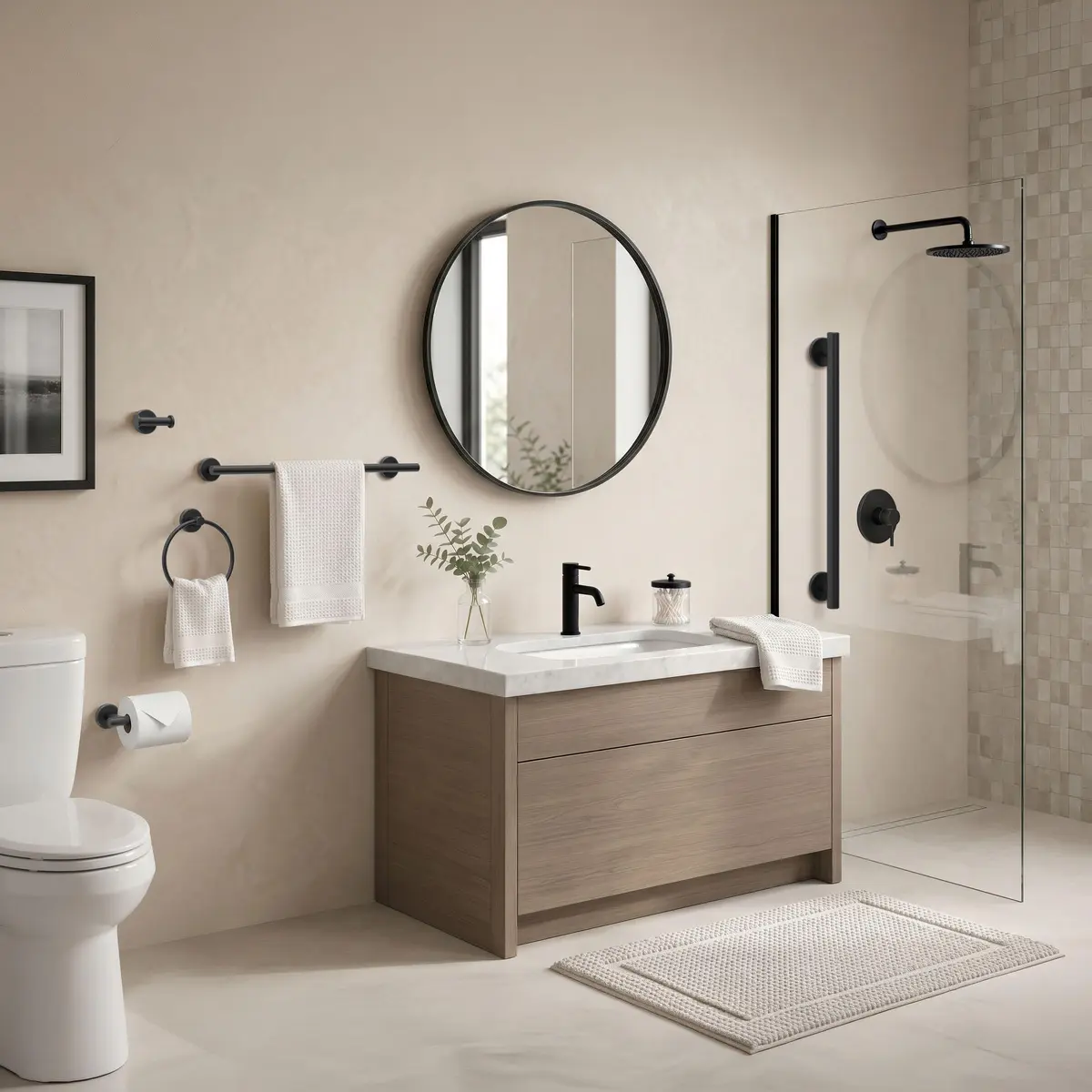 Gatco Latitude II 18" Towel Bar Matte Black | Seamless Modern Bathroom Accessory - view 5