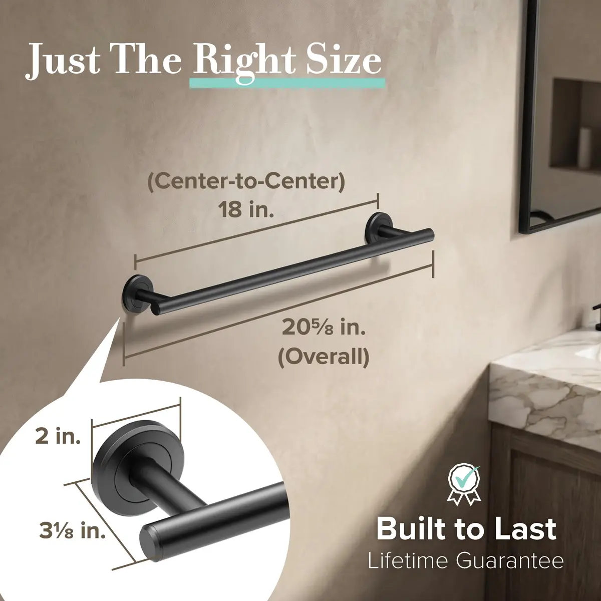 Gatco Latitude II 18" Towel Bar Matte Black | Seamless Modern Bathroom Accessory - view 2