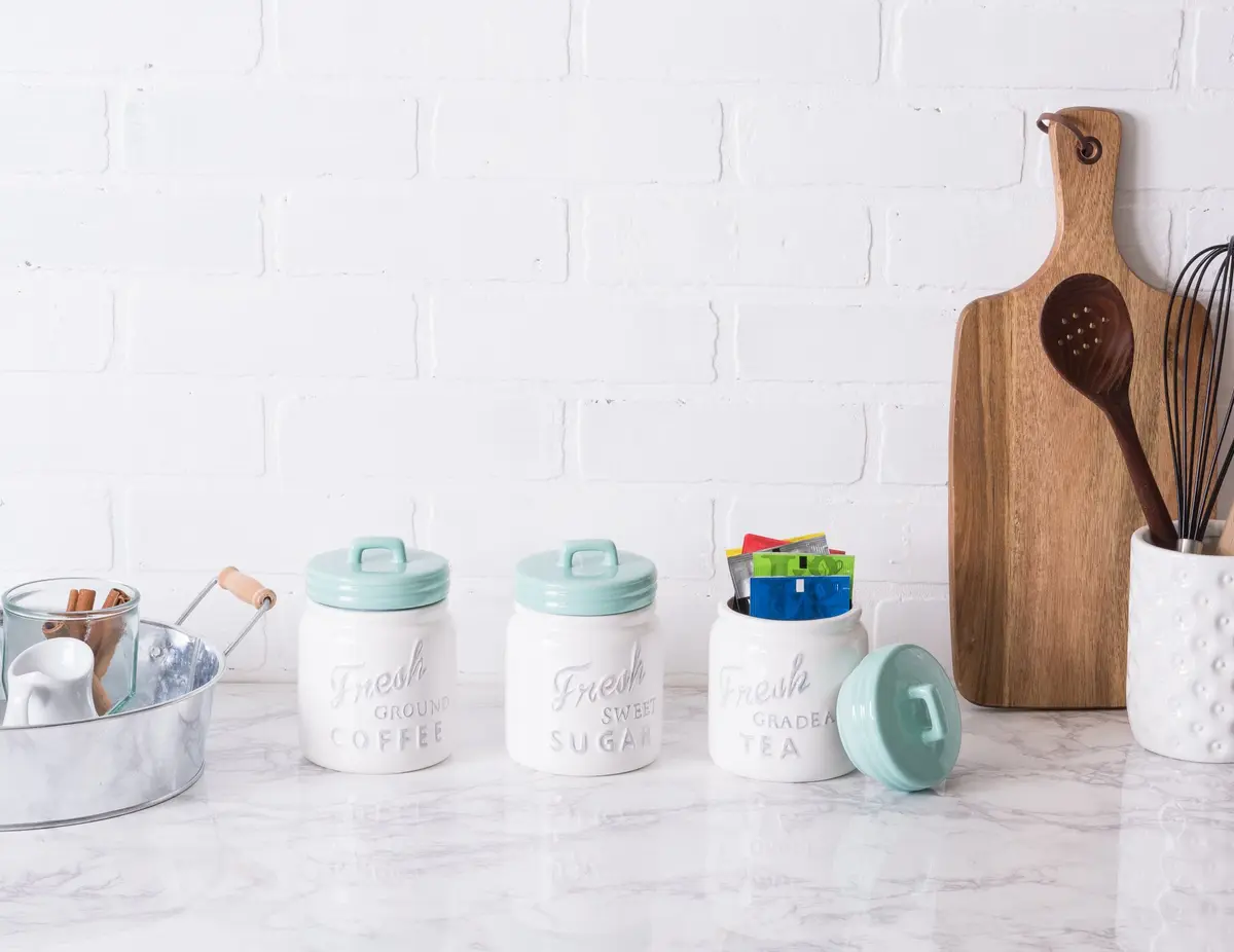 DII Ceramic Kitchen Canister Set with Bamboo Lids, 3-Piece (4.5 cups, 3 cups, 1.25 cups) | Airtight Seal for Dry Food Storage - view 6