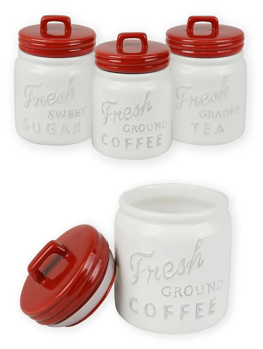 DII Ceramic Kitchen Canister Set with Bamboo Lids, 3-Piece Set (4.5"L x 4.5"W x 5.5"H) | Airtight Food Storage for Coffee, Sugar, Tea - view 5