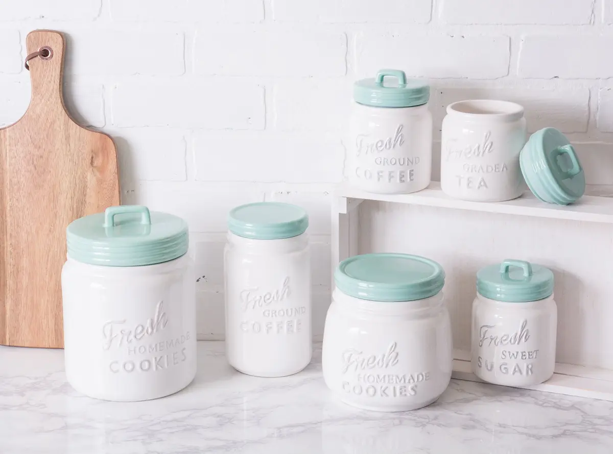 DII Ceramic Cookie Jar Aqua 2.27 kg (5 lb) | Airtight Seal for Freshness - view 7