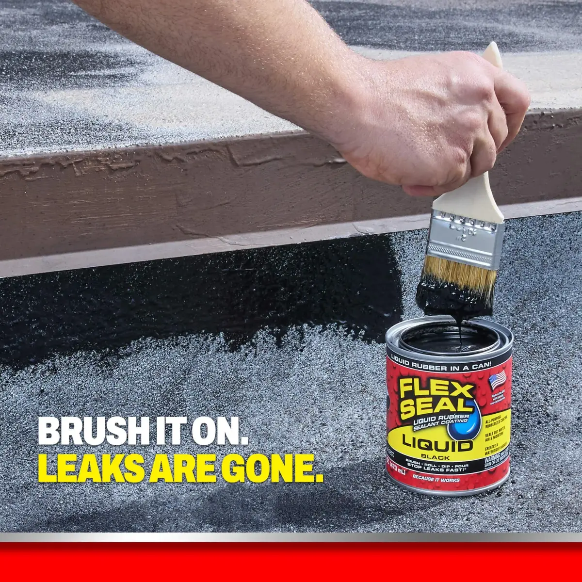 Flex Seal Liquid Rubber Sealant Coating Black 473ml (16 oz) | Waterproof, UV Resistant, Stops Leaks Fast - view 3